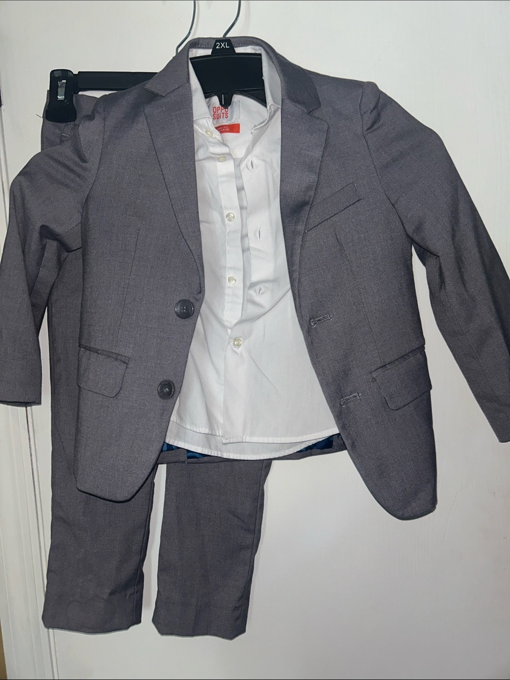 Oppo Boys Gray Suit Jacket and Pants with White Shirt